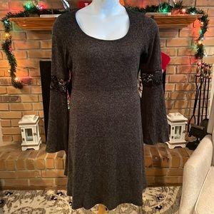 NWT Torrid Grey Sweater Bell Sleeve Lace Dress 2X